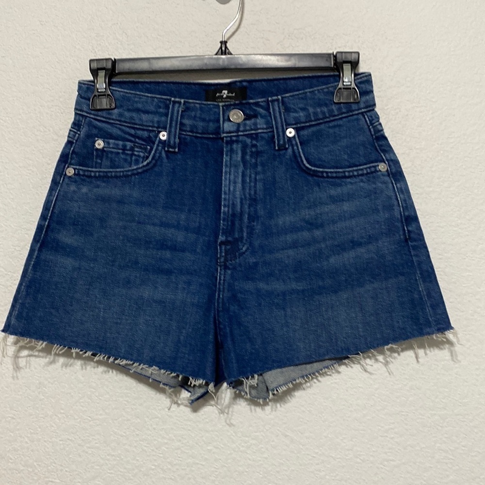 7 For All Mankind NEW High Waist Shorts Dark Wash Size 24